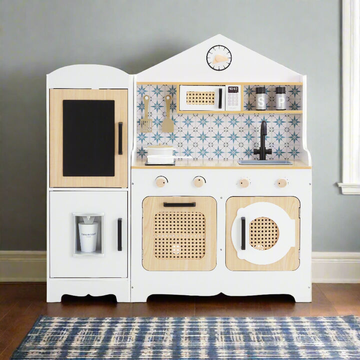 Teamson Kids Little Chef Morocco Play Kitchen & 11 pc. Accessory Set, White/Natural