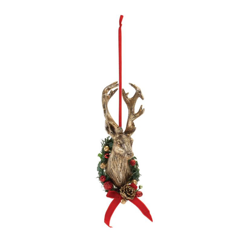 Set of 6 Deer Head Mount Ornaments for Holiday Tree or Rustic Winter Display