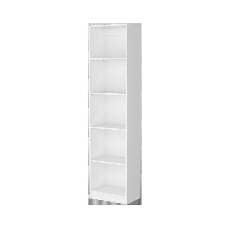HomeRoots 71" White Wood Five Tier Bookcase image number 2