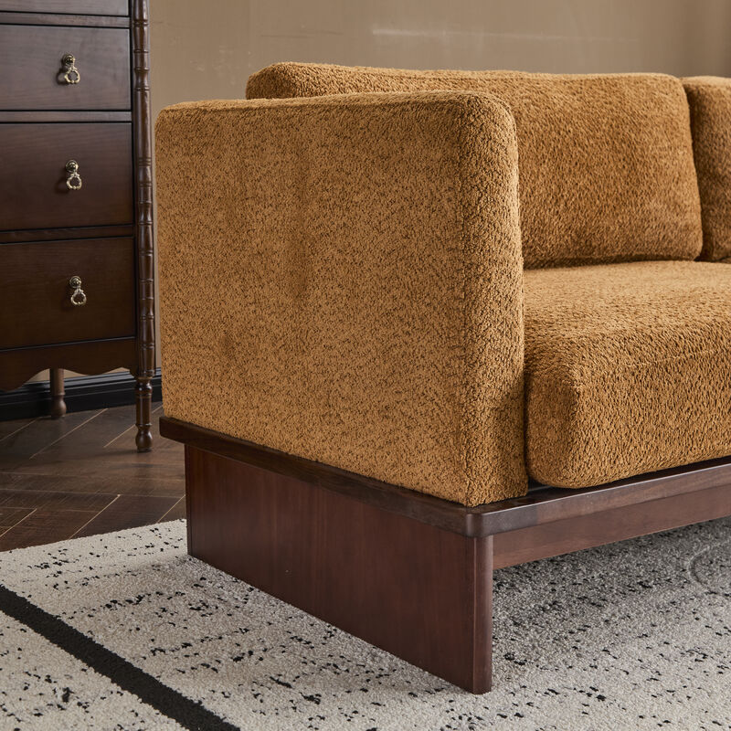 Christopher Knight Home Miranda 77'' Modern 3-Seater Rubberwood Upholstered Sofa with Thick Cushions