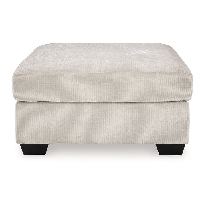 Avie Oversized Accent Ottoman, White Ivory Polyester Cushion, 38 Inch - Benzara