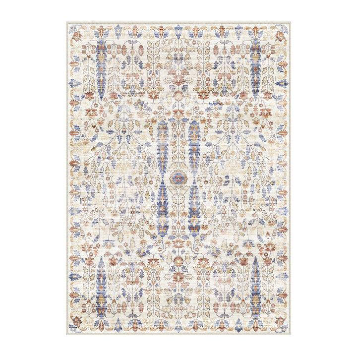 HomeRoots Floral Medallion Washable Area Rug
