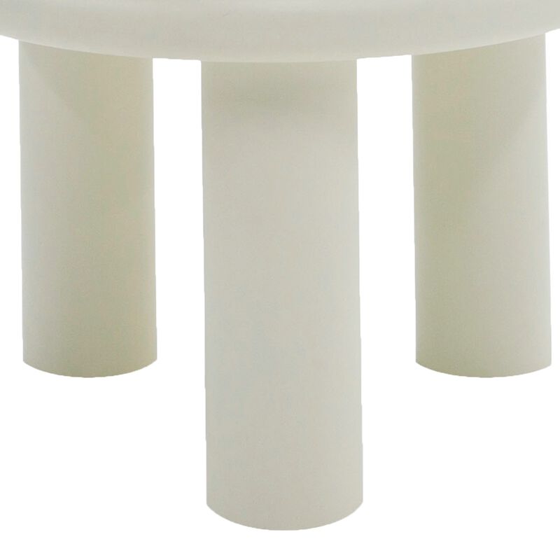 Cid Finley 20 Inch Side End Table, Round Tiered Design, White Gloss Wood