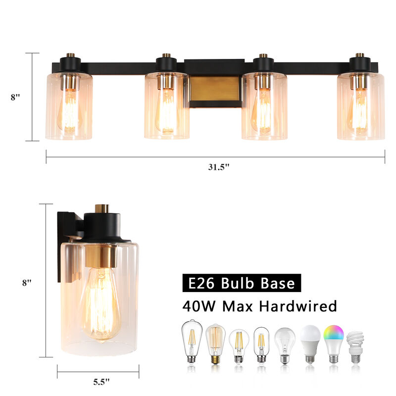 31.5" Modern 4-Light Dimmable Indoor Wall Sconce image number 2