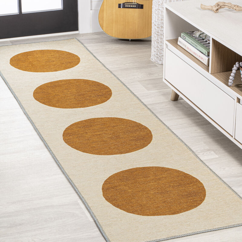 Cirkel Minimalist Geometric Dot Machine Washable Area Rug