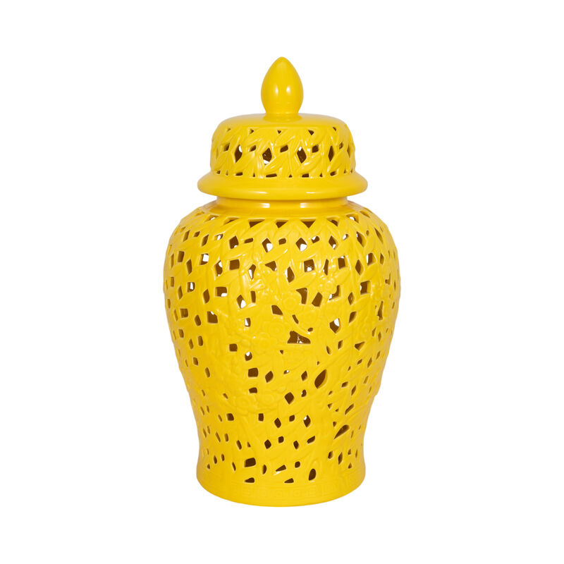 Pierced Yellow Temple Jar 24" image number 2