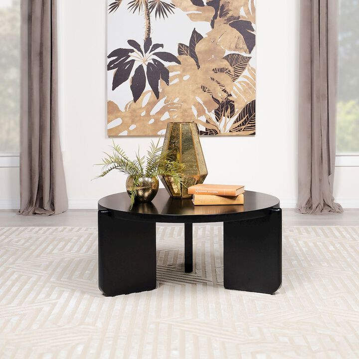 Plethoria Home Black Round Coffee Table