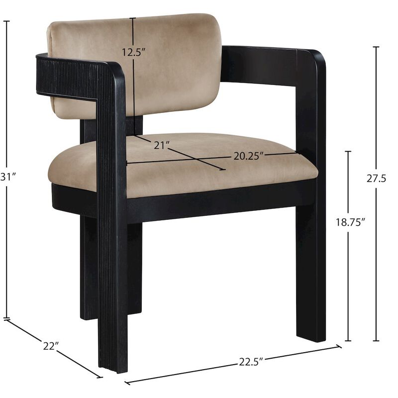 Meridian Furniture Sacha Beige Velvet Dining Chair, Set of 2