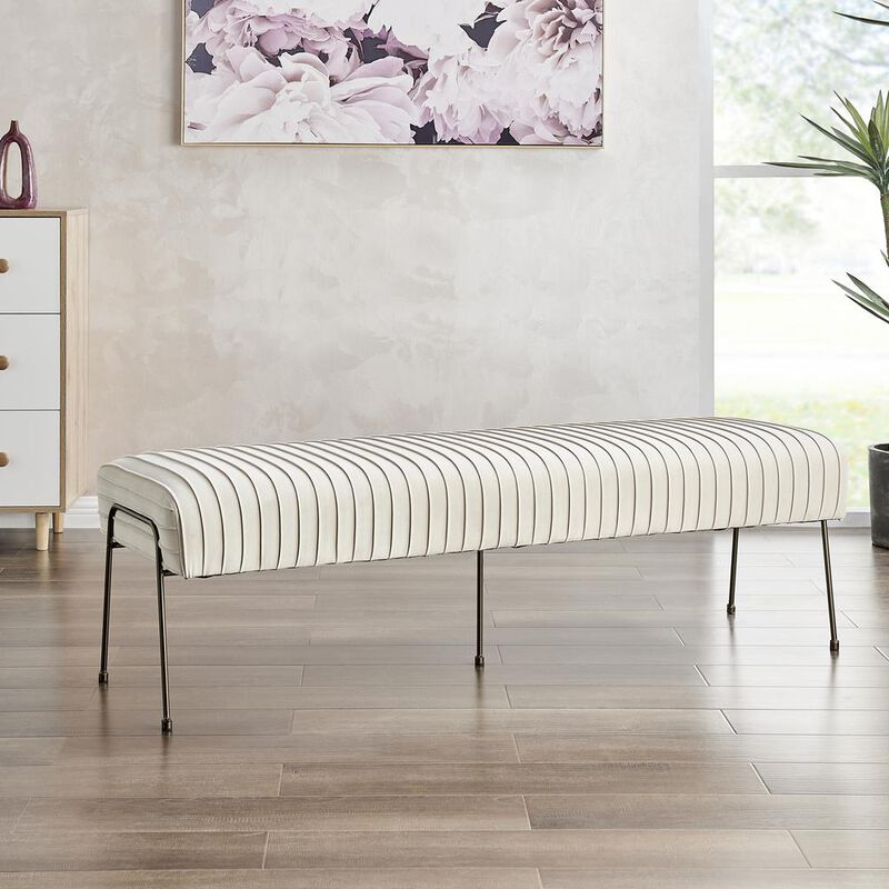 Merritt Pleated Velvet Fabric Bench