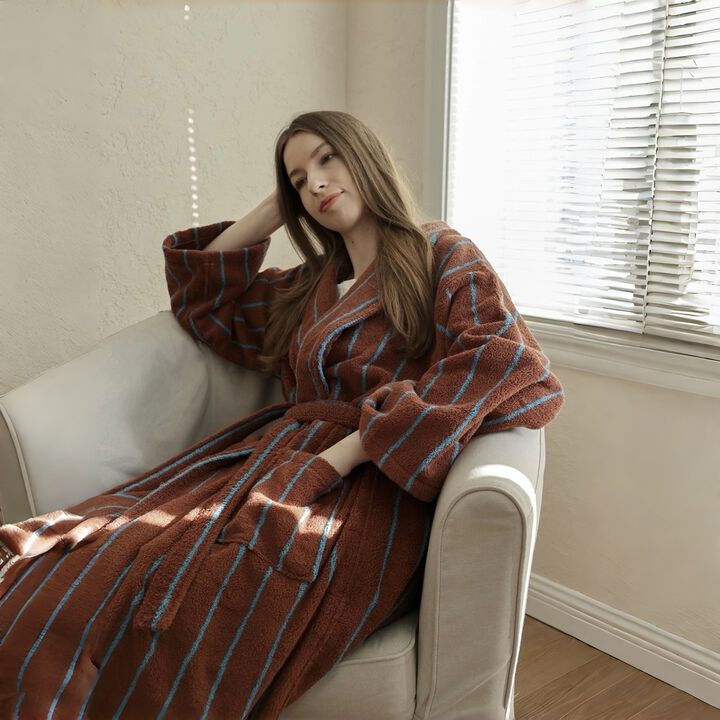 Retro Earthy Stripe Cotton Robe