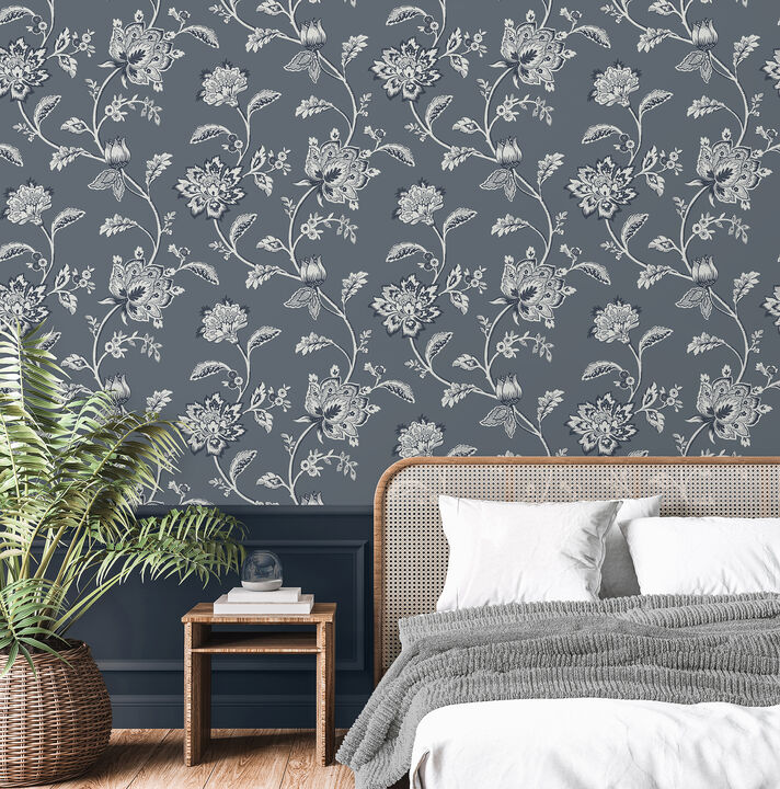 Juliette Blue Jacobean Wallpaper
