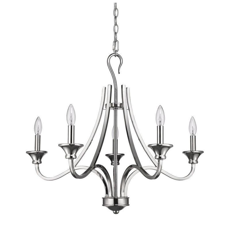 Hivvago Nickel Candle Style Five Light Metal Dimmable Chandelier