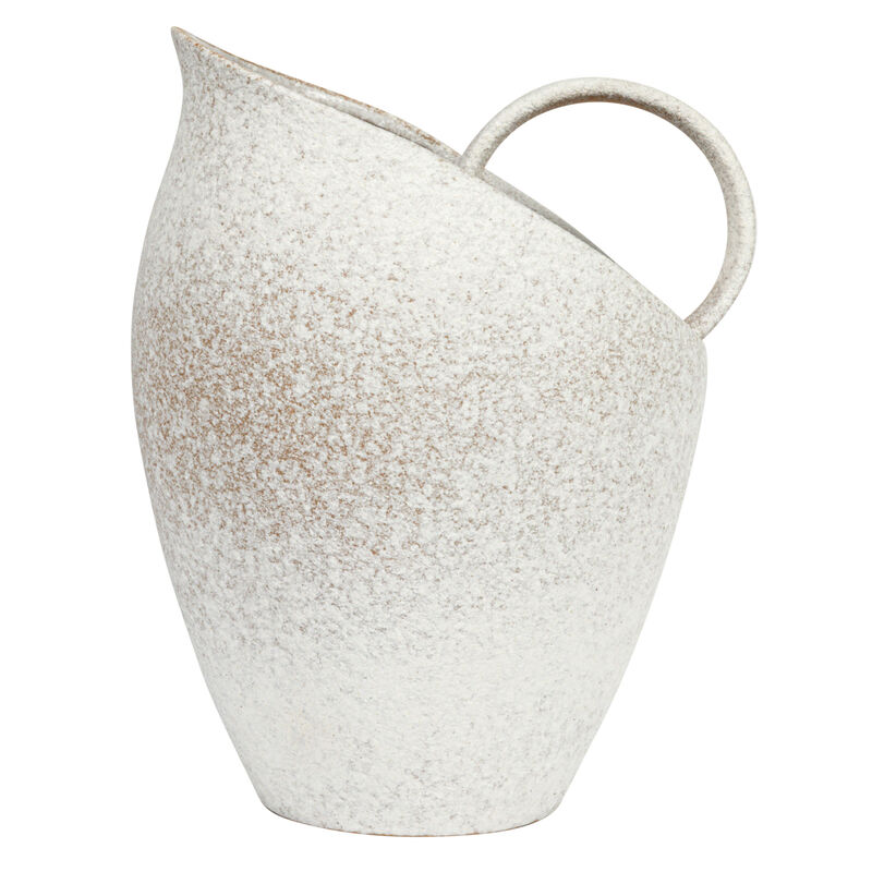 9 Inches 82-Ounce Textured Stoneware Pitcher in Reactive Glaze, White image number 2