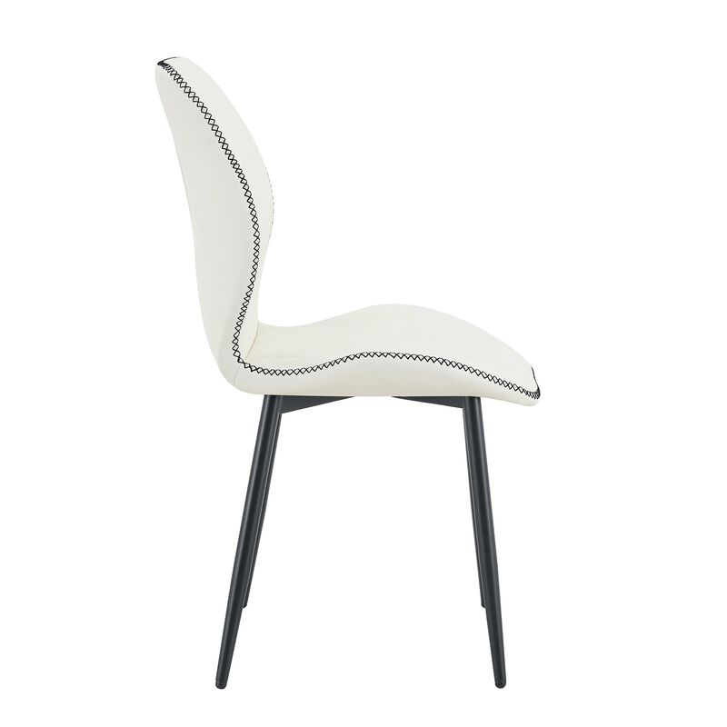 Whisen 4-Pack PU Leather Dining Chairs with Adjustable Feet, Metal Frame, Light Luxury Upholstered Chairs for Dining Room, Office, Study image number 7