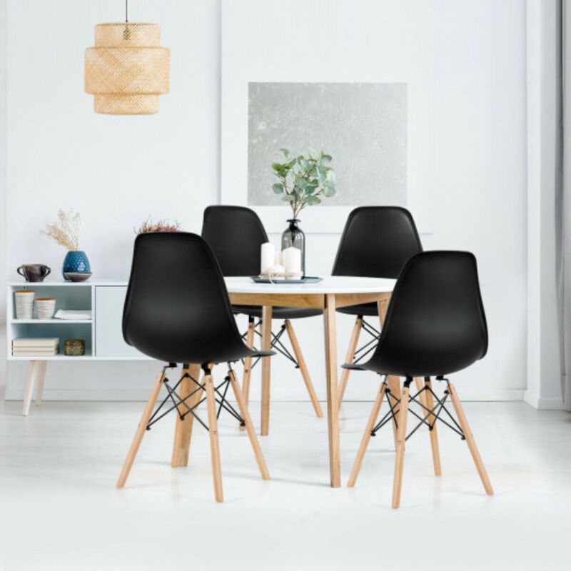 4 Pieces Modern Armless Dining Chair Set with Wood Legs image number 3