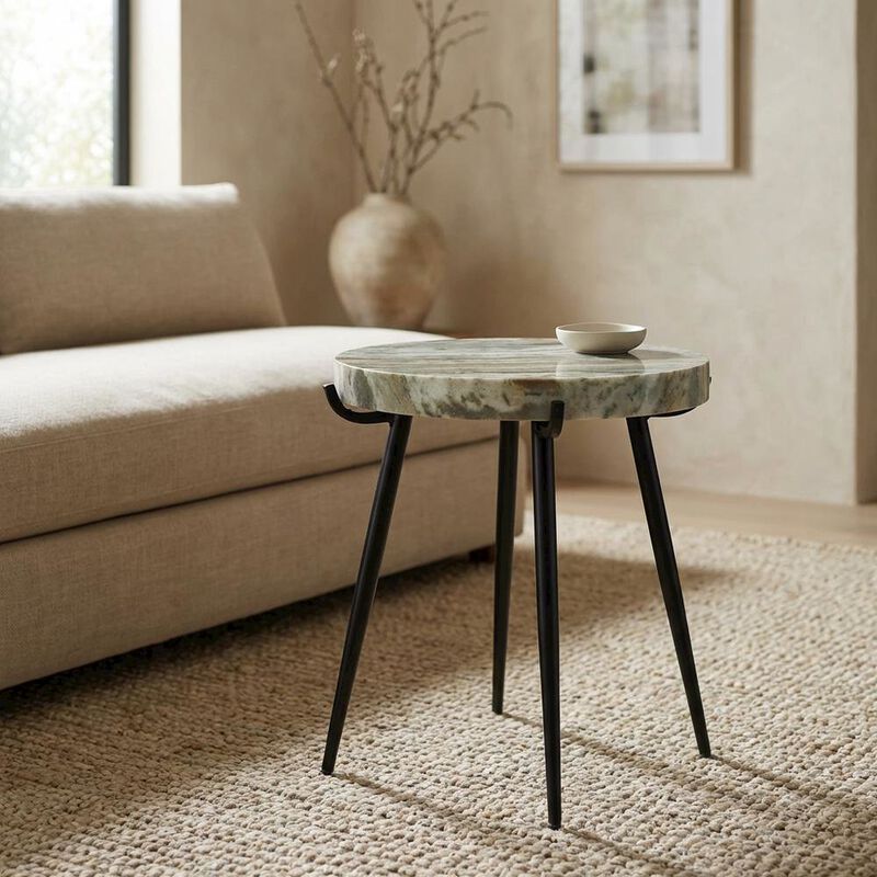 Starlight Canyon Home Marble Top Accent Table with Metal Legs, Contemporary Side Table,Brown image number 4