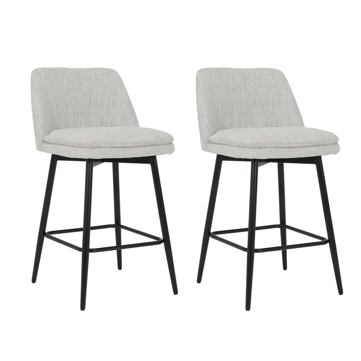 Set of 2 Counter Height Swivel Bar Stools, Swivel Barstools, 25.6" Seat Height Counter Stools