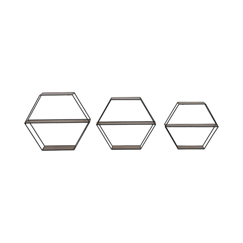 Metal/Wd Hex Wall Shelf S/3 image number 0
