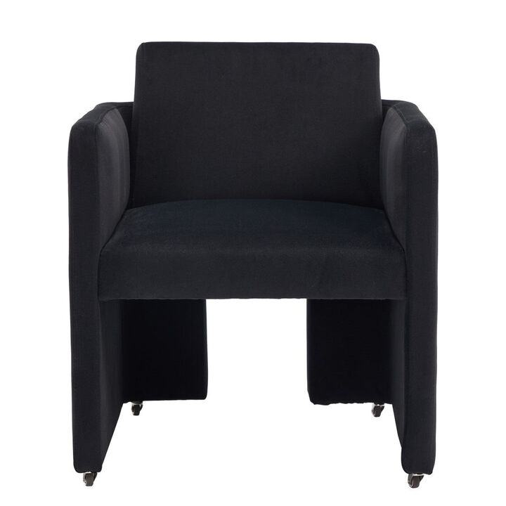 Envelor Modern Velvet Upholstered Barrel Accent Chair with Solid Wood Legs