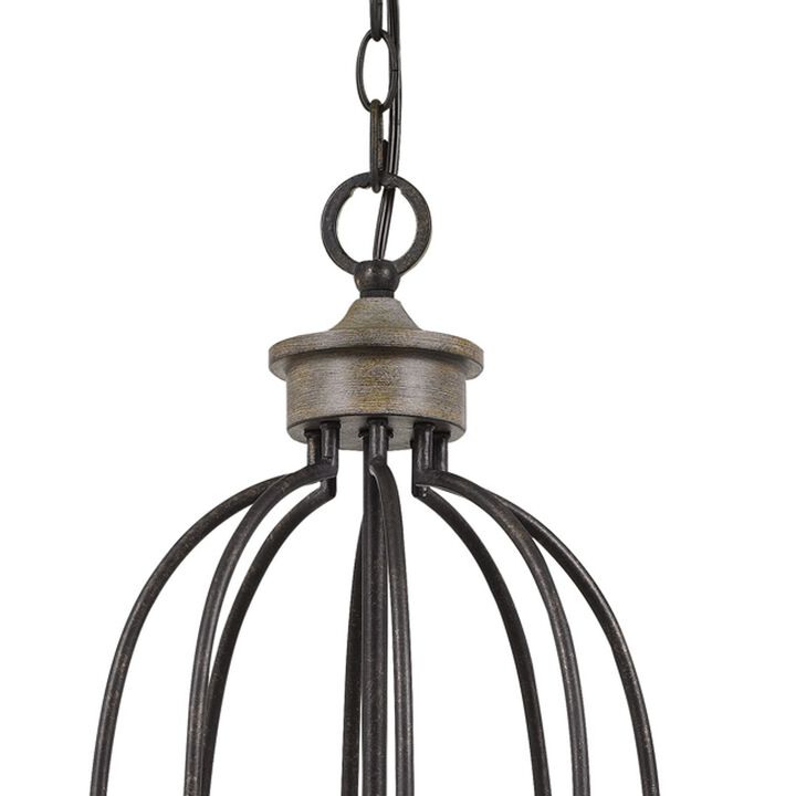 Watt Metal Chandelier with Tubular Frame, Textured Bronze-Benzara