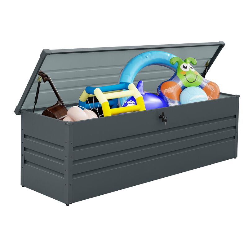Mondawe 260 Gallon Weather-Resistant Metal Deck Box,Versatile Extra-Long Tabletop Storage Box