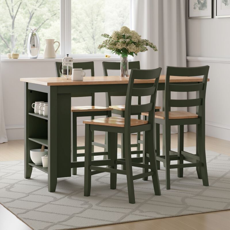 Gasy Counter Height Dining Table, 60 Inch, Green Mango Wood, Brown