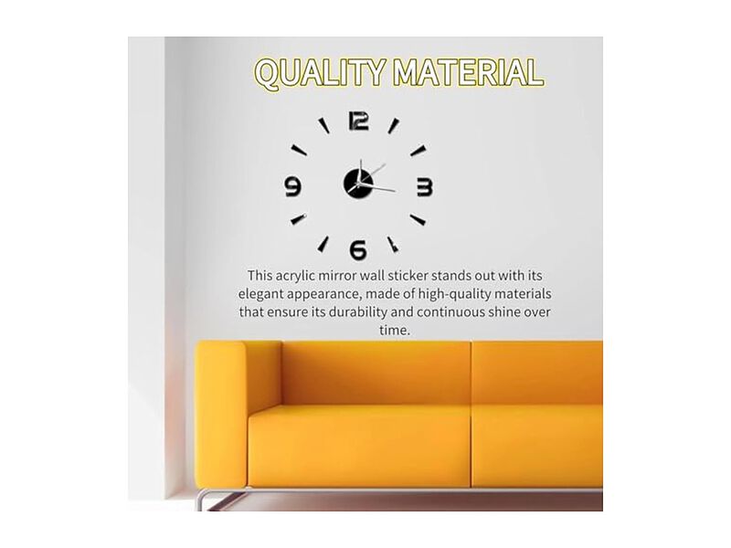 DIY Stor Klocka Frameless Self Adhesive Wall Clock Black Office Decor image number 2
