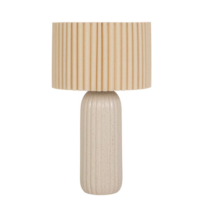 Stoneware Table Lamp with Ribbed Linen Shade image number 3