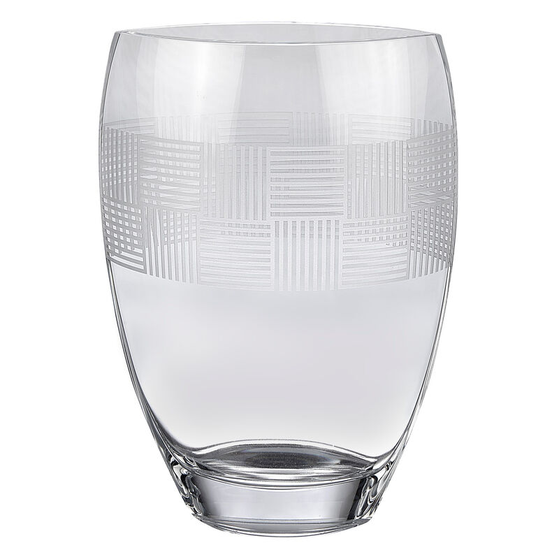 Geometric Design Oval Crystal Table Vase &ndash; Decorative Vase for Living Room, Bedroom, or Office image number 2