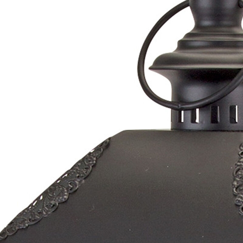 HomeRoots Set of Two White And Black Distressed Ornate Glass Wood And Metal Floor Lantern Candle Holders image number 5