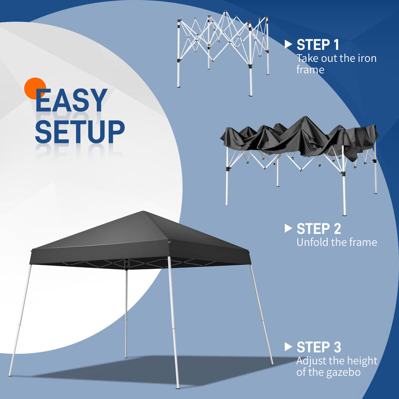 Instant Pop-Up Canopy with Slant Legs, Foldable Outdoor Tent for Patio & Camping