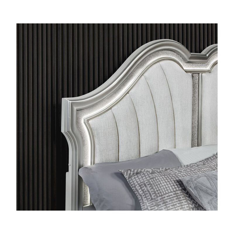 Best Quality Furniture Classic Silver Queen Panel Bed In Silver Color