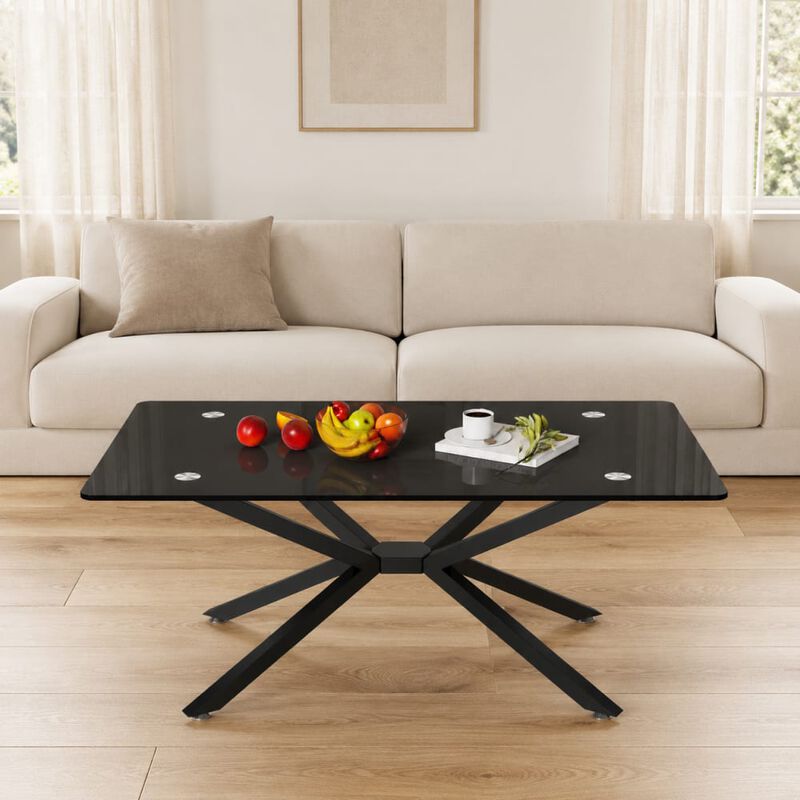 GOODSILO Rectangular Tempered Glass Coffee Table with Metal Legs, Adjustable Feet for Living Room and Office Use image number 3