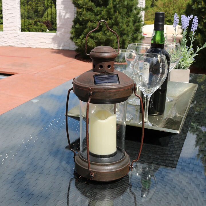 Sunnydaze Antique Hanging Outdoor Solar Candle Lantern - 12 in - Set of 6