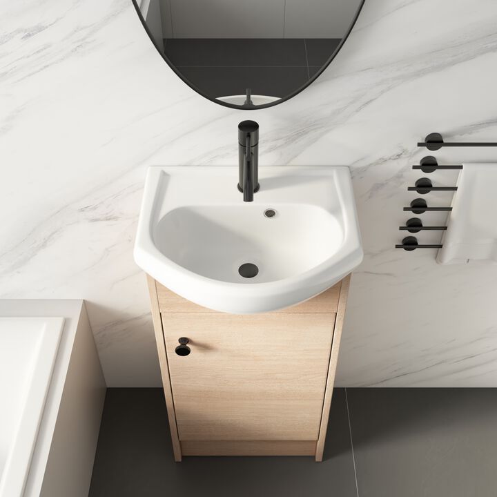 Freestanding 18 Inch Bathroom Vanity, Small Bathroom Vanity With Sink, Bathroom Vanity and Sink Combo (KD-PACKING)-G-BVB02218PLO