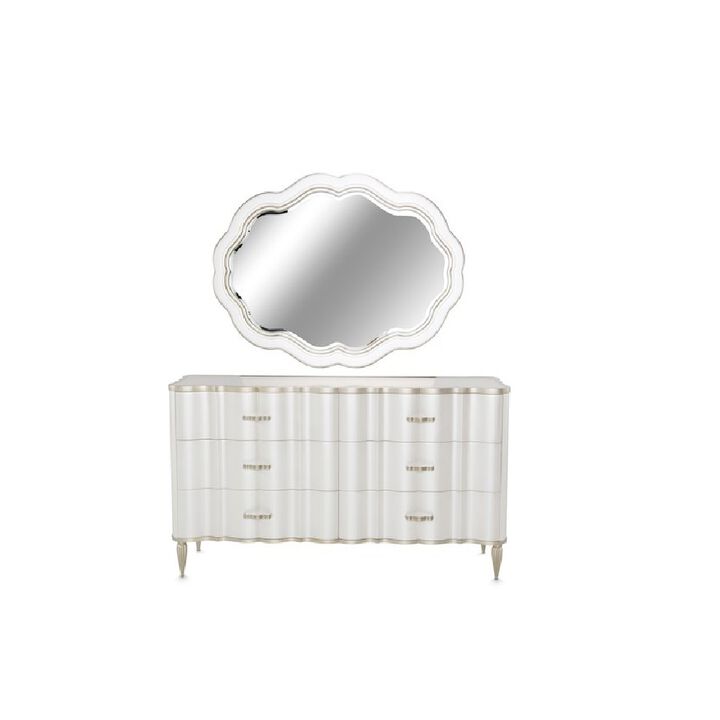 Michael Amini London Place Dresser with Mirror - Creamy Pearl