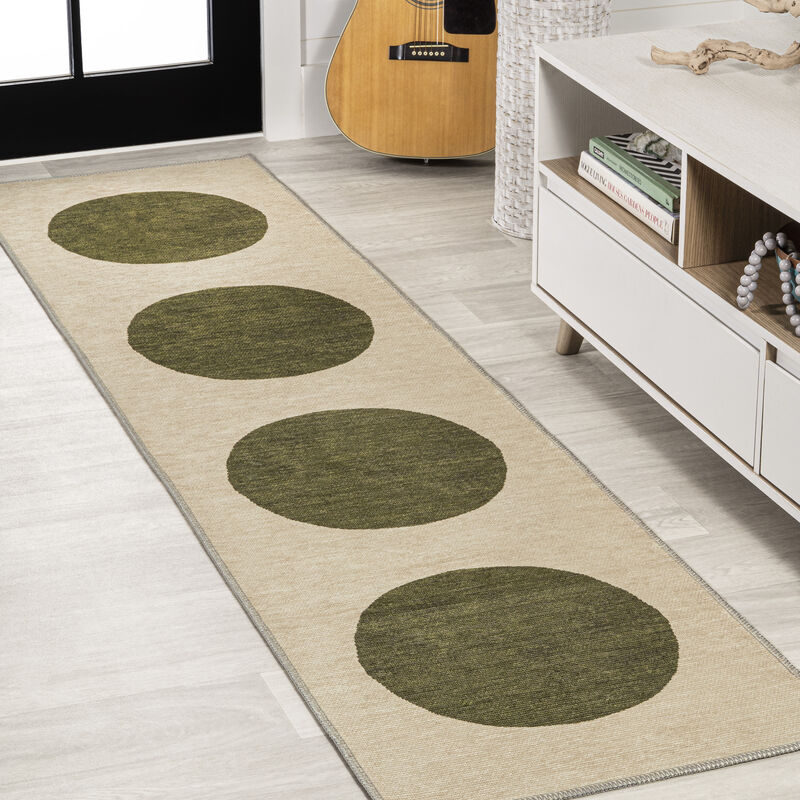 Cirkel Minimalist Geometric Dot Machine Washable Area Rug