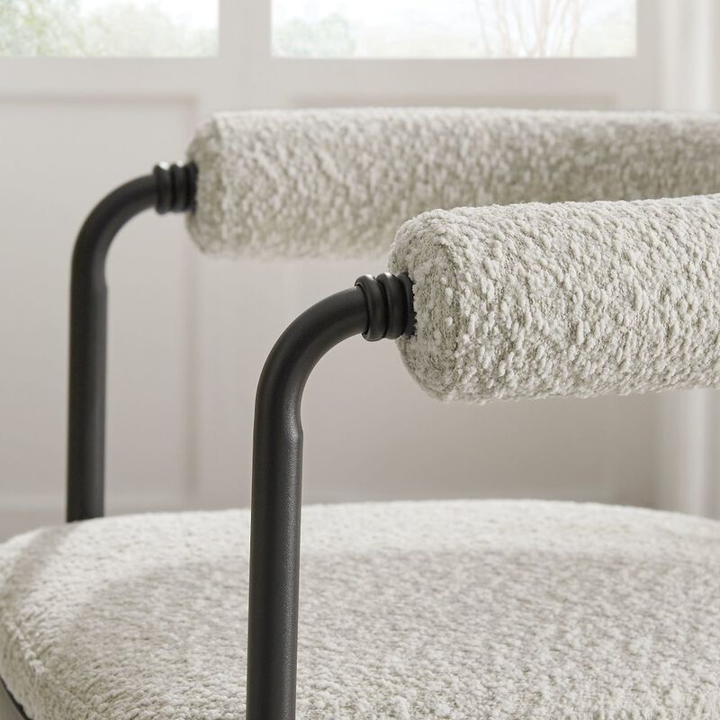 Turin Curved Back Boucle and Metal Dining Accent Chair image number 8