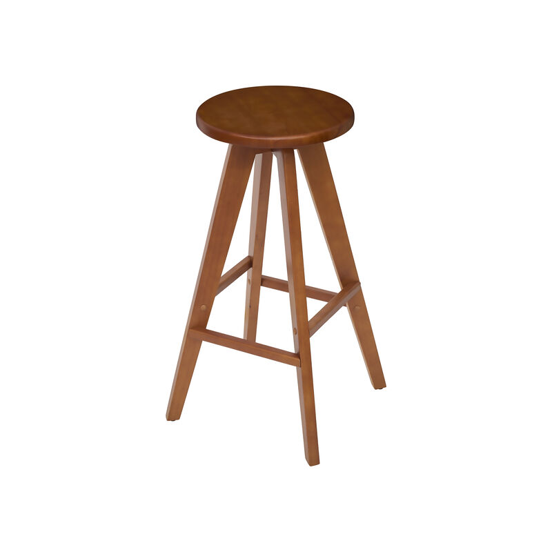 Ceren MidCentury Industrial Round Solid Wood Backless Stool