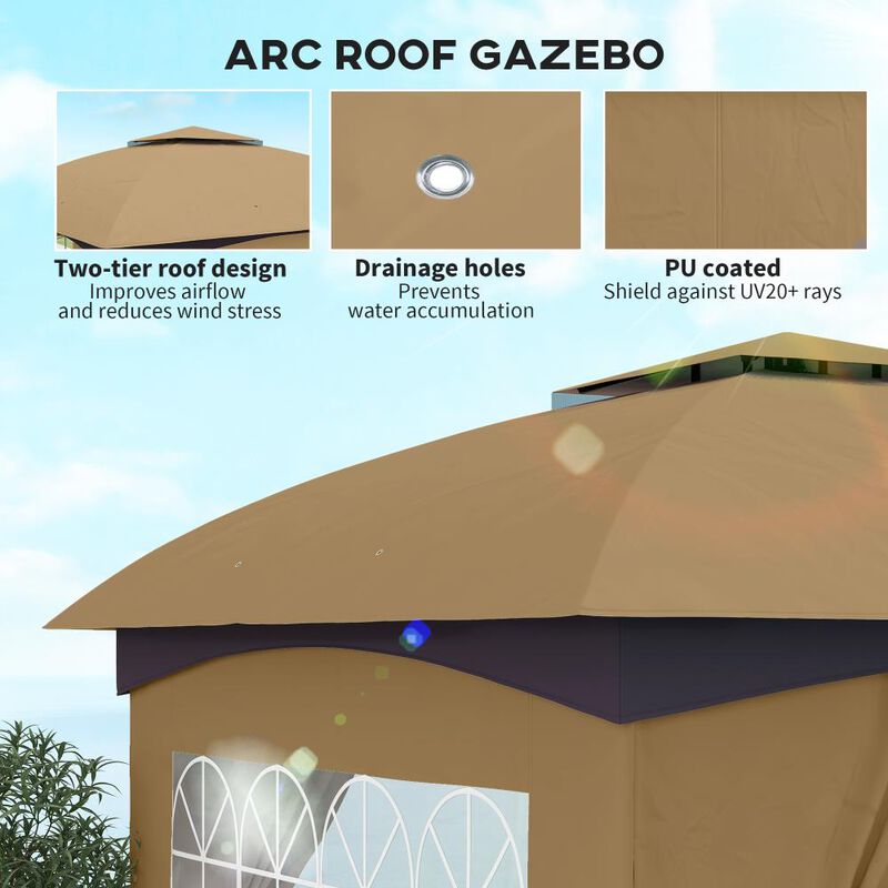 Hivvago 11x11 Double Tier Gazebo with Church Windows image number 3
