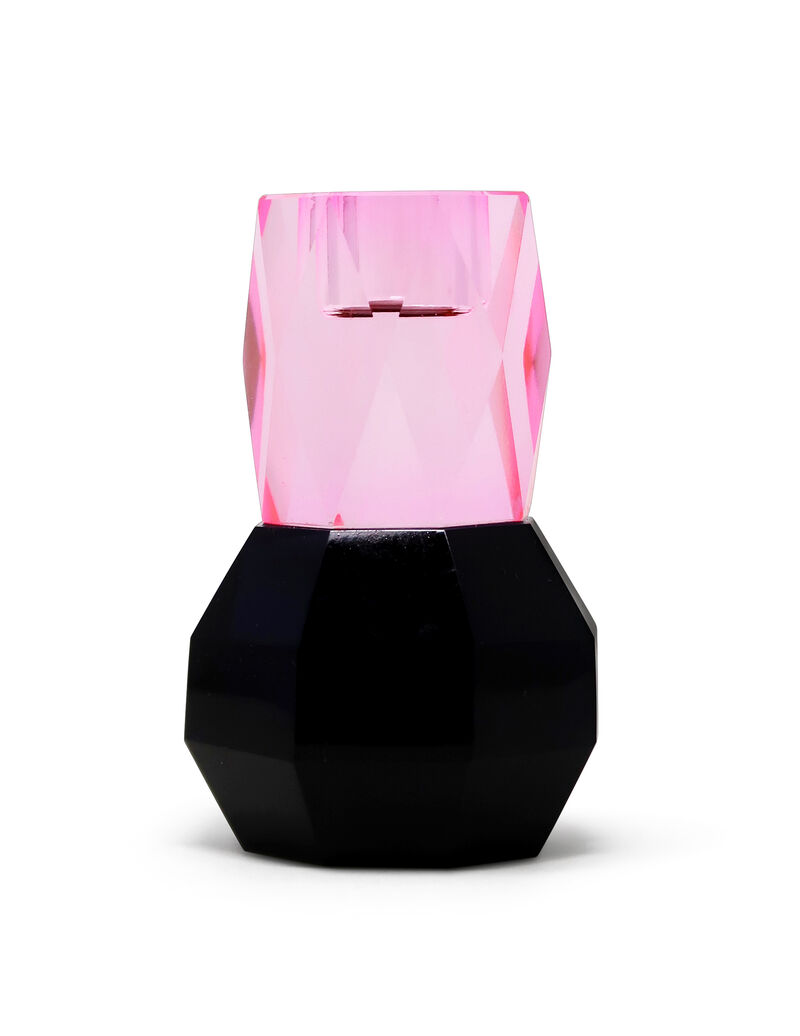HomeRoots 5" Pink And Black Faceted Crystal Tabletop Taper Candlestick image number 3