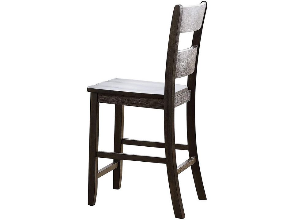 Wooden Counter Height Side Chair with Ladder Backrest, Set of 2, Dark Brown - Benzara