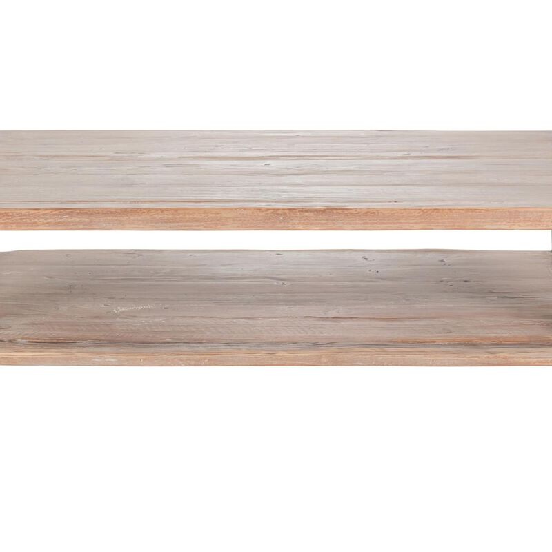 Tuley Coffee Table, Storage Shelf, Reclaimed Pine Wood, Gray, 48 Inch