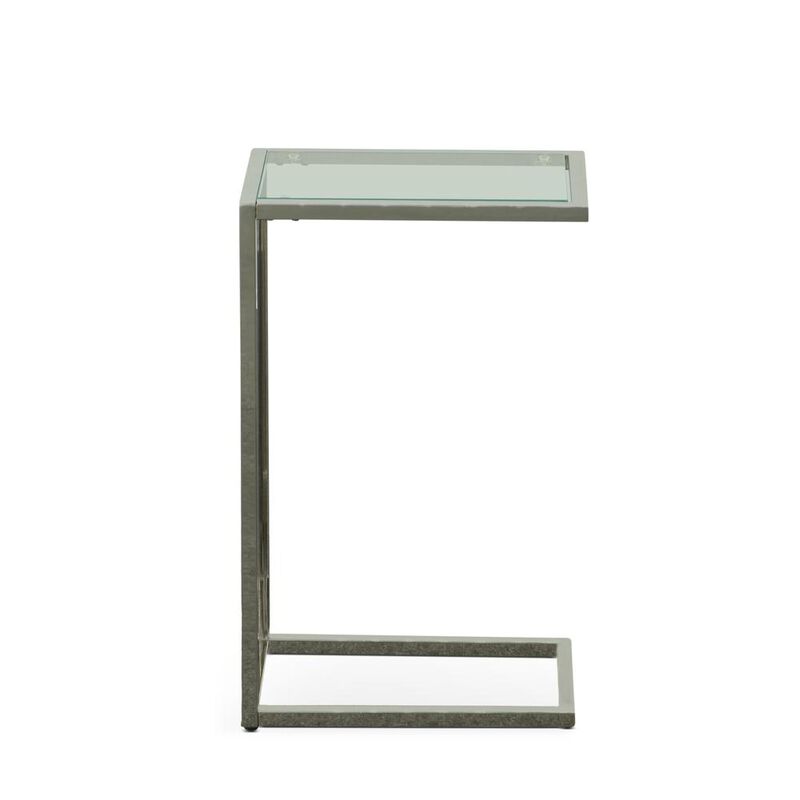 Carolina Living Aggie C-Form Accent Table - Glass Top - Chrome