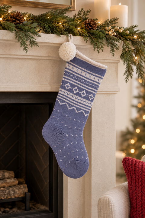 Nordic Roll Cuff Stocking - Grey