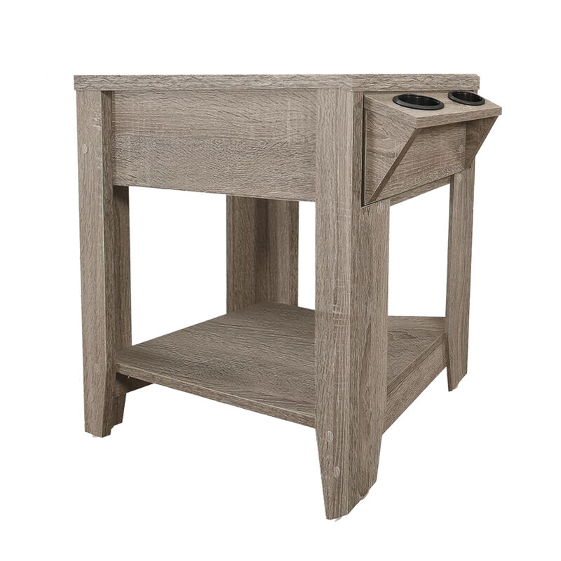 Modern Wood Side Table &ndash; Small End Table with Open Shelf for Living Room