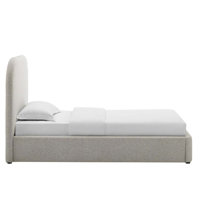 Keynote Upholstered Fabric Curved Twin Platform Bed image number 2