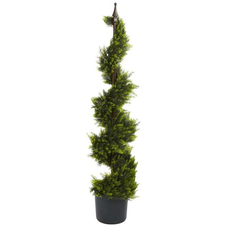 Hivvago 4 Feet Cypress Spirial Silk Tree