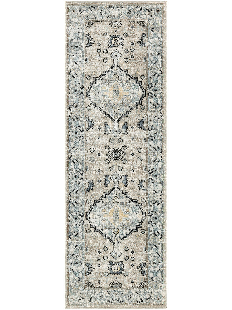 Washable Decor WSD12 Taupe/Blue 2' x 6' Rug