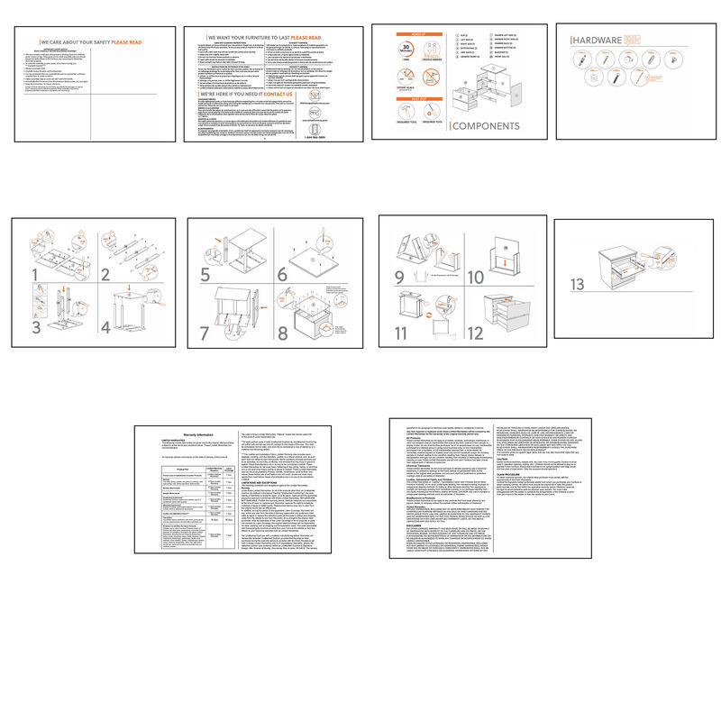 Onira Nightstand, 2 Spacious Drawers, Modern White Wood, 18 Inch